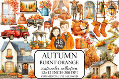 Burnt Orange Autumn Clipart Bundle 2 - CraftNest - Digital Crafting and Art