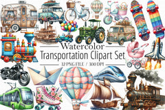 Transportation Clipart Bundle - CraftNest - Digital Crafting and Art
