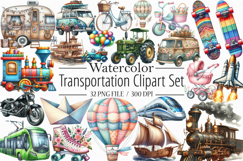 Transportation Clipart Bundle - CraftNest - Digital Crafting and Art