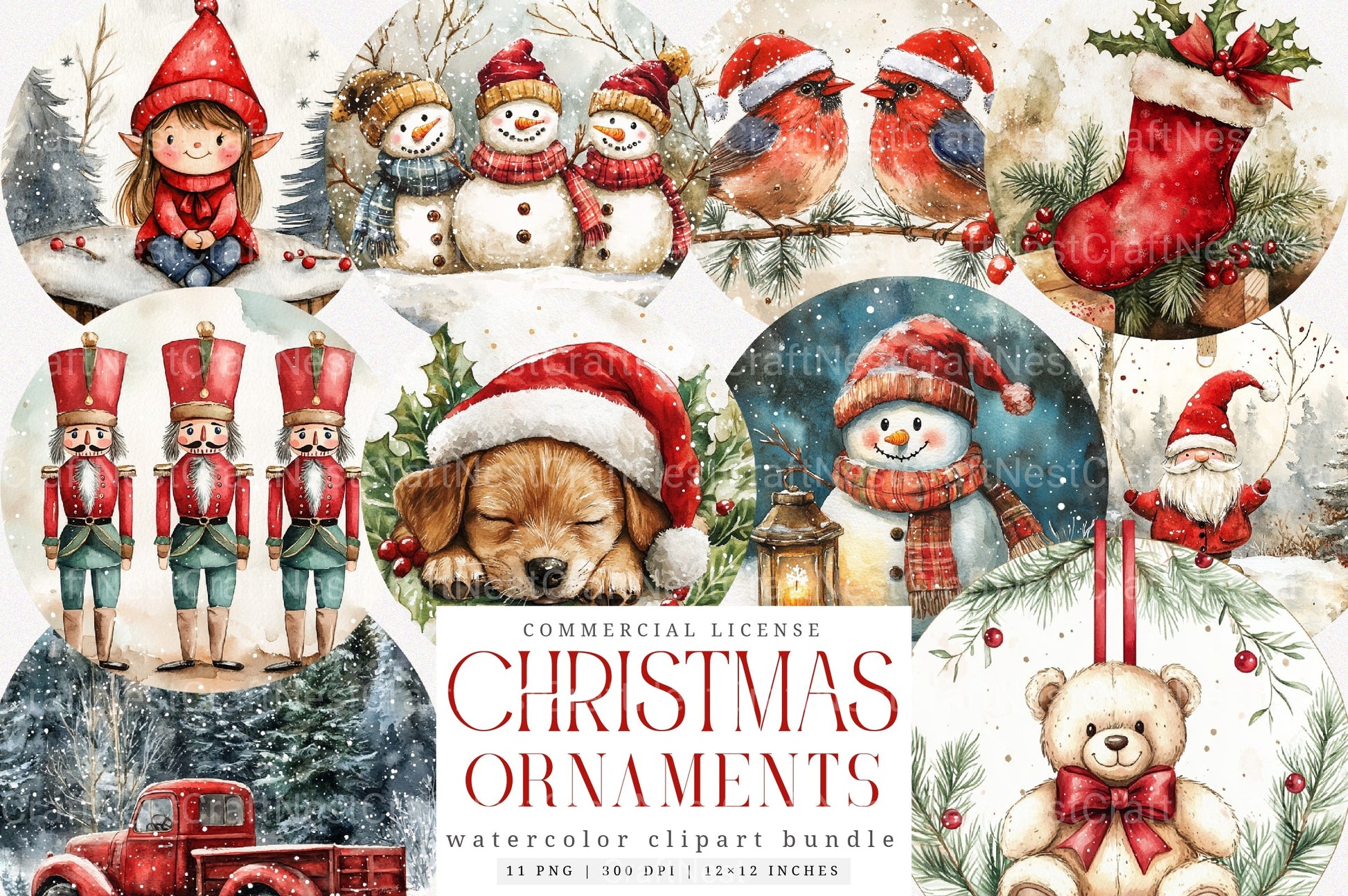 Vintage Christmas Ornaments Clipart Bundle 99 - CraftNest - Digital Crafting and Art