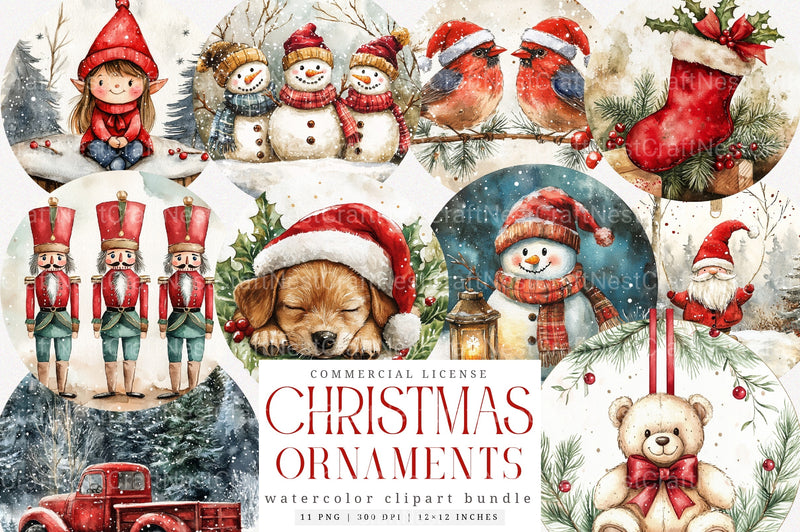 Vintage Christmas Ornaments Clipart Bundle 99 - CraftNest - Digital Crafting and Art
