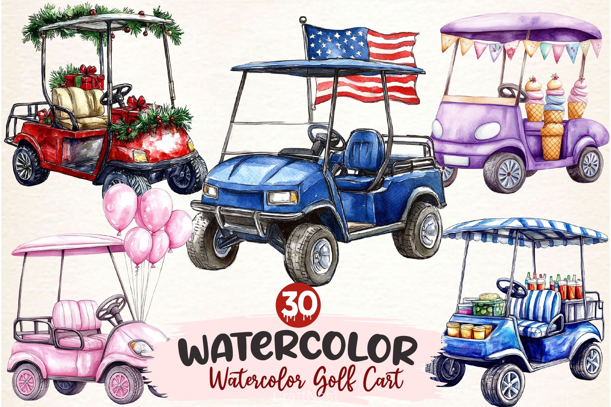 Golf Cart Clipart Bundle - CraftNest - Digital Crafting and Art