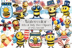 4th of July Bee Clipart Bundle - CraftNest - Digital Crafting and Art