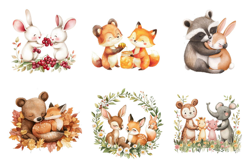 Woodland Forest Animals Friends Clipart Bundle - CraftNest - Digital Crafting and Art
