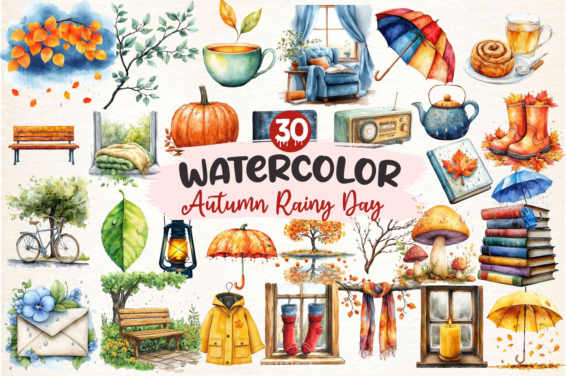 Autumn Rainy Day Clipart Bundle 2 - CraftNest - Digital Crafting and Art