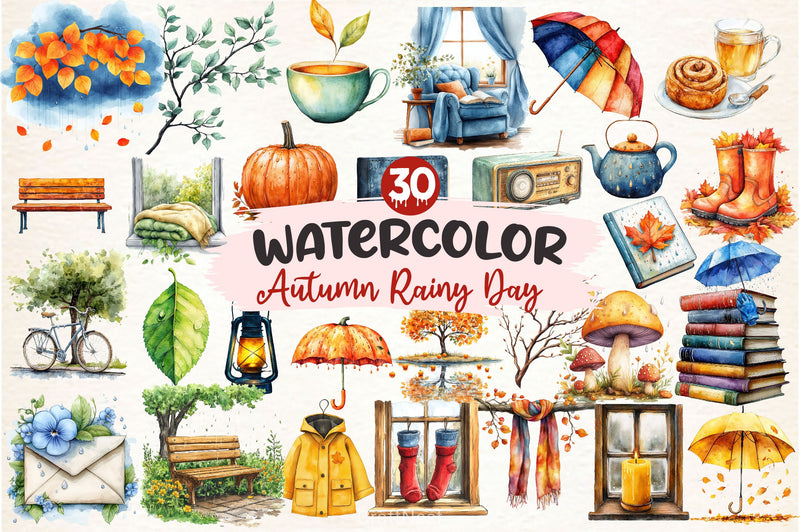 Autumn Rainy Day Clipart Bundle 2 - CraftNest - Digital Crafting and Art