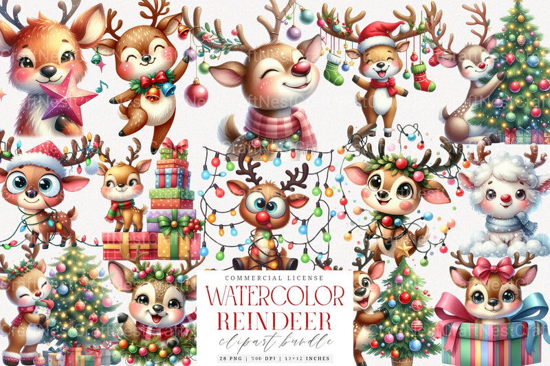 Funny Reindeer Christmas Clipart Bundle 8 - CraftNest - Digital Crafting and Art