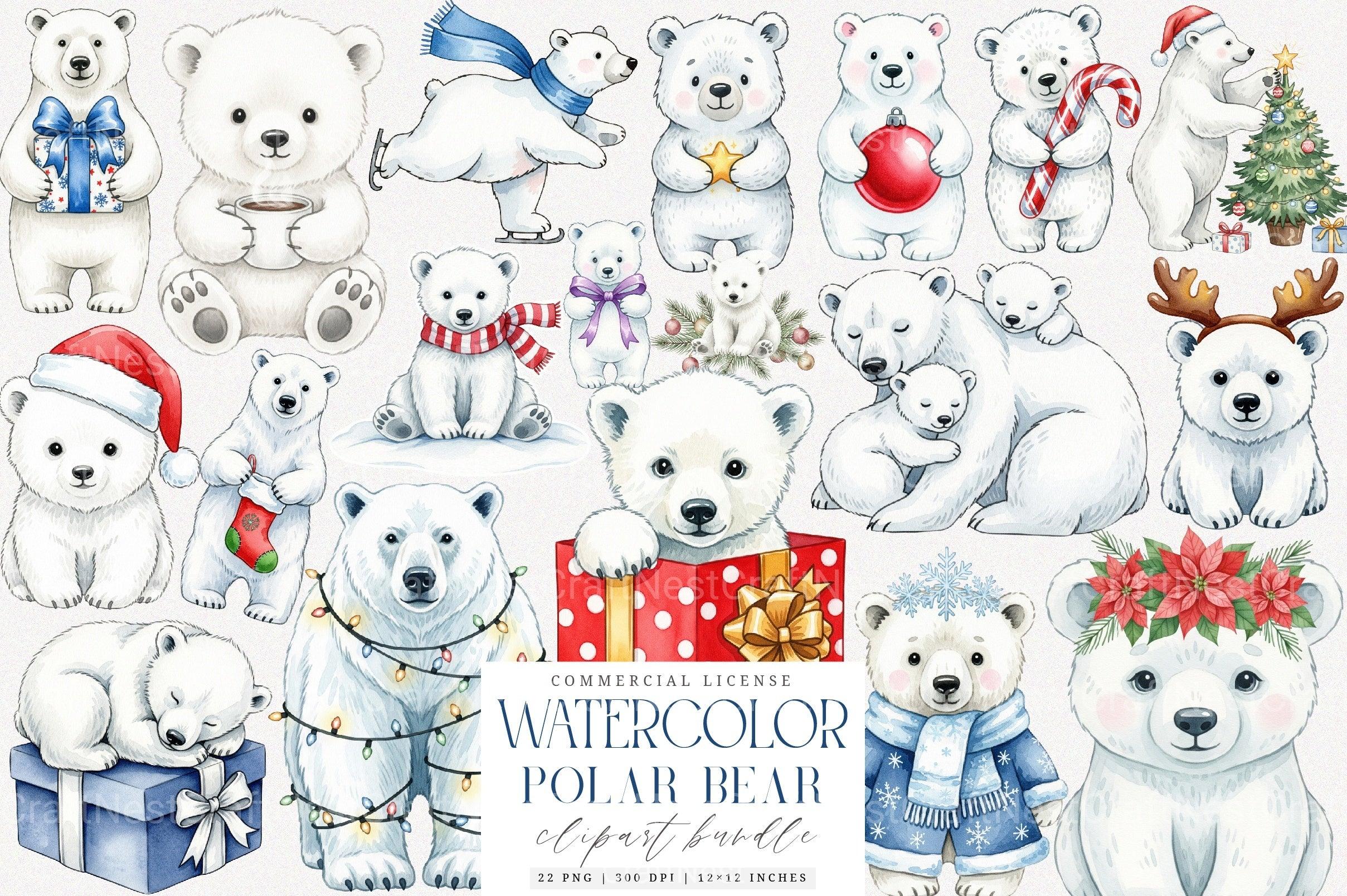 Polar Bear Christmas Clipart Bundle 2 - CraftNest - Digital Crafting and Art