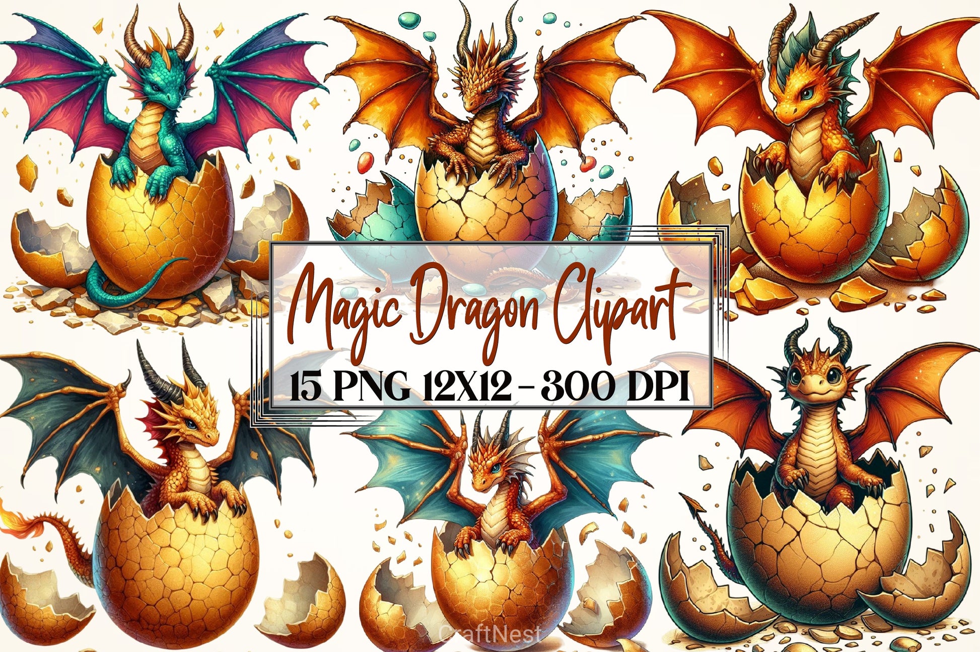 Magic Dragon Clipart Bundle - CraftNest - Digital Crafting and Art