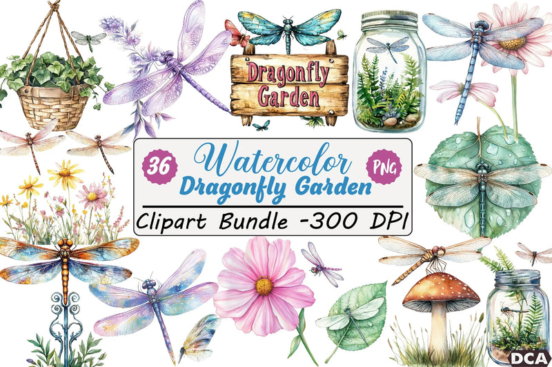 Summer Dragonfly Garden Clipart Bundle - CraftNest - Digital Crafting and Art