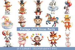 Vintage Cute Circus Party Clipart Bundle - CraftNest - Digital Crafting and Art