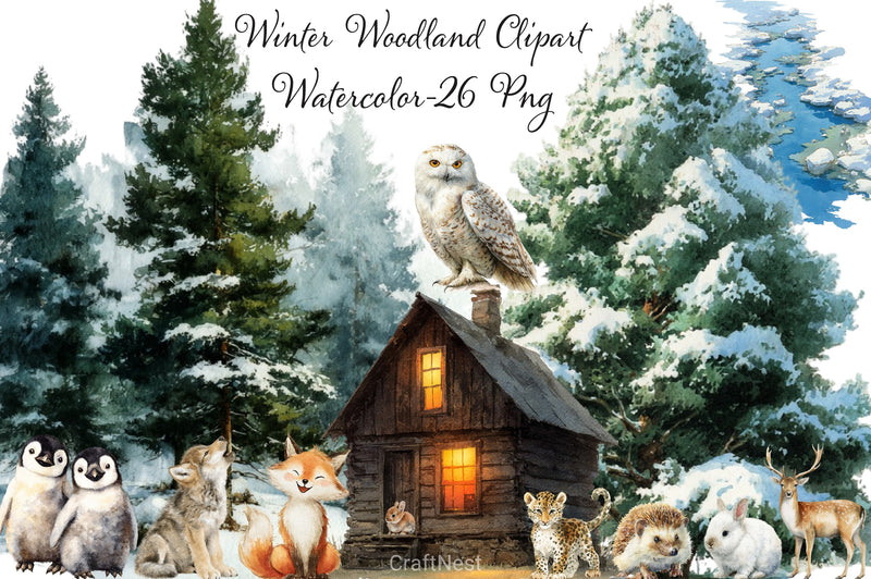 Winter Woodland Clipart Bundle - CraftNest - Digital Crafting and Art
