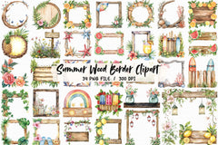 Summer Wood Border Clipart Bundle - CraftNest - Digital Crafting and Art
