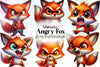 Angry Fox Clipart Bundle
