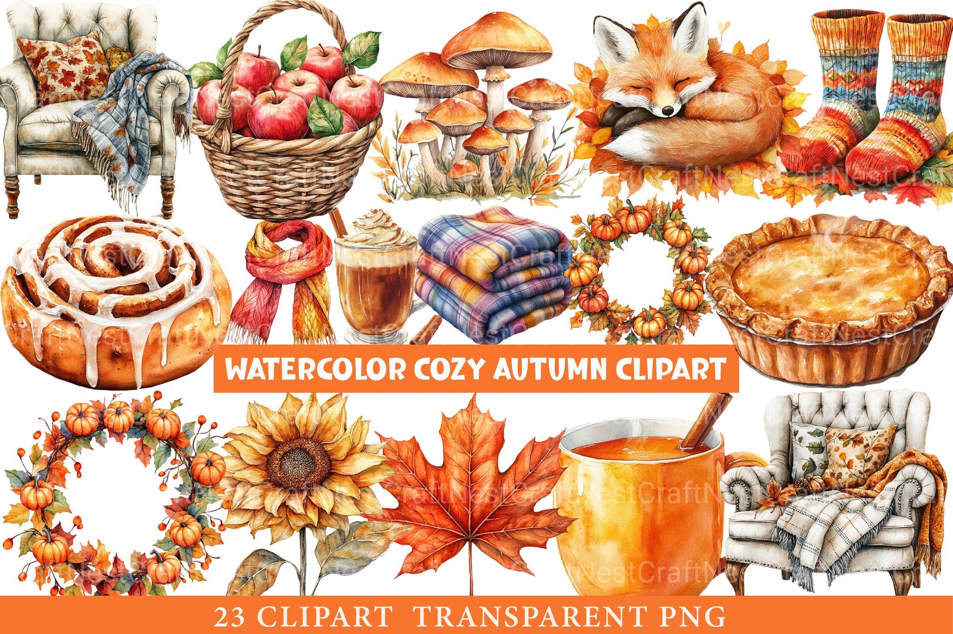 Cozy Autumn Clipart Bundle - CraftNest - Digital Crafting and Art