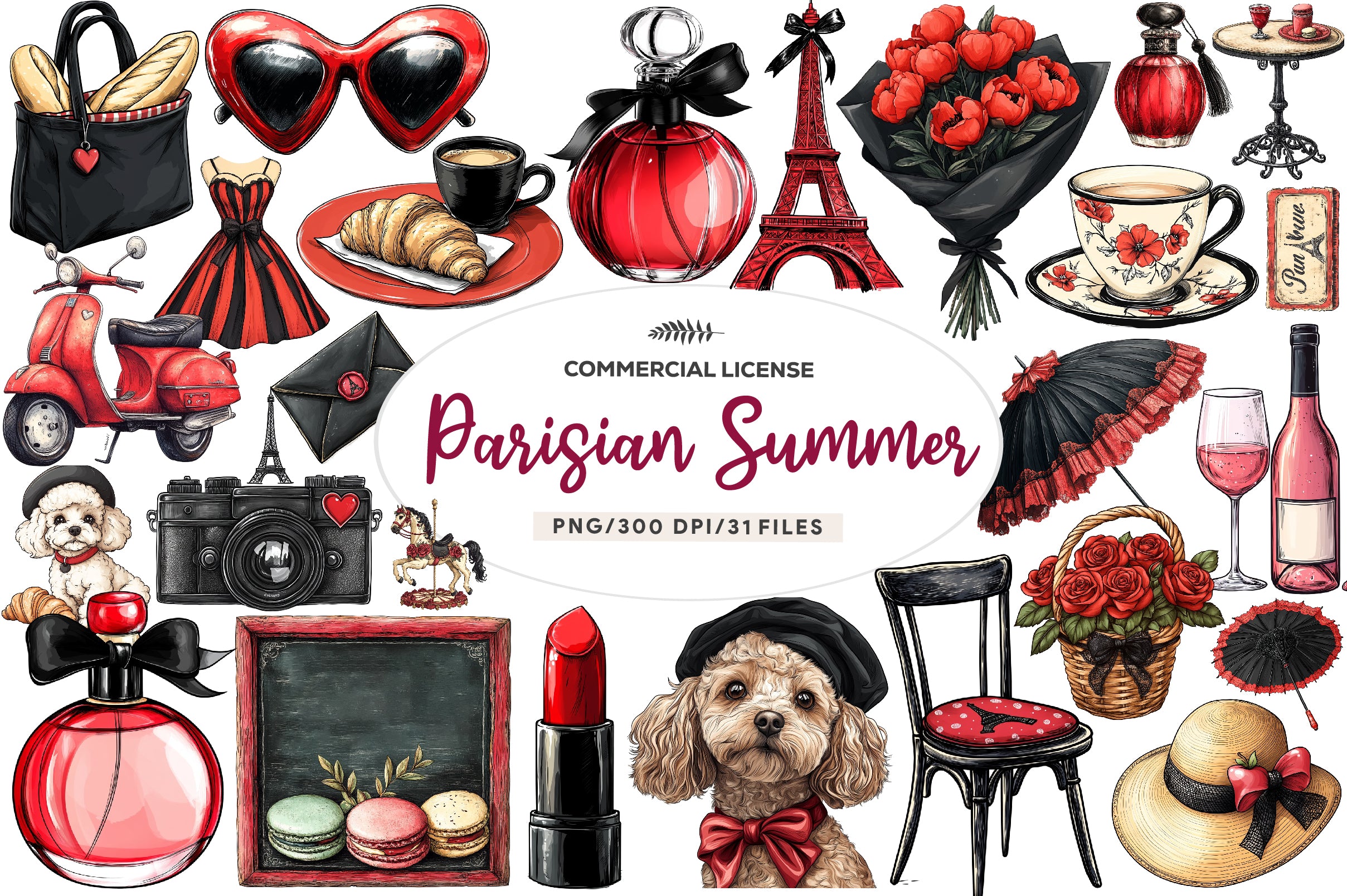 Parisian Summer Clipart Bundle 1 - CraftNest - Digital Crafting and Art