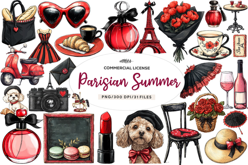 Parisian Summer Clipart Bundle 1 - CraftNest - Digital Crafting and Art