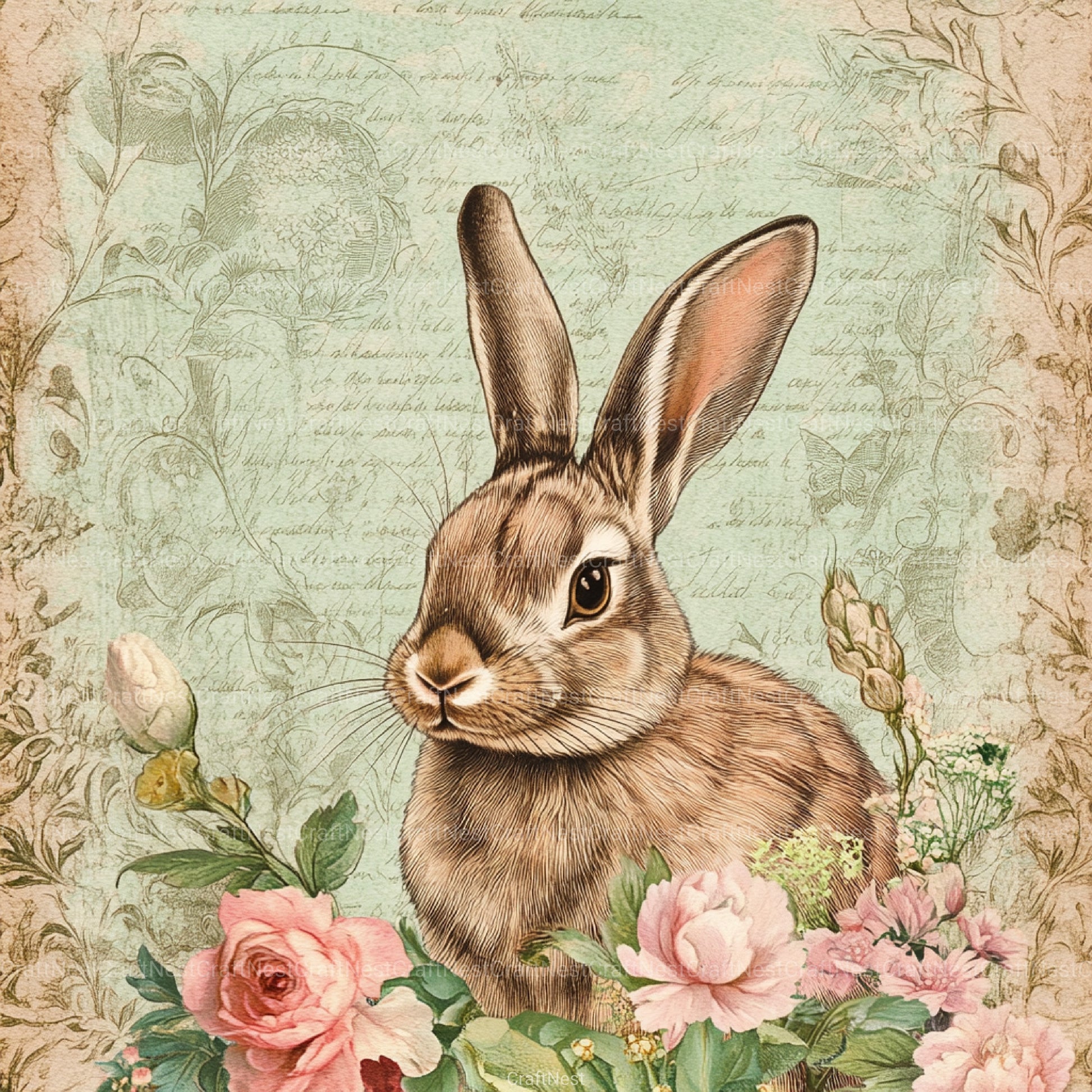 Vintage Bunny Clipart Bundle - CraftNest - Digital Crafting and Art