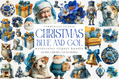 Blue and Gold Christmas Navy Clipart Bundle - CraftNest - Digital Crafting and Art