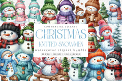 Knitted Snowmen Winter Set Clipart Bundle - CraftNest - Digital Crafting and Art