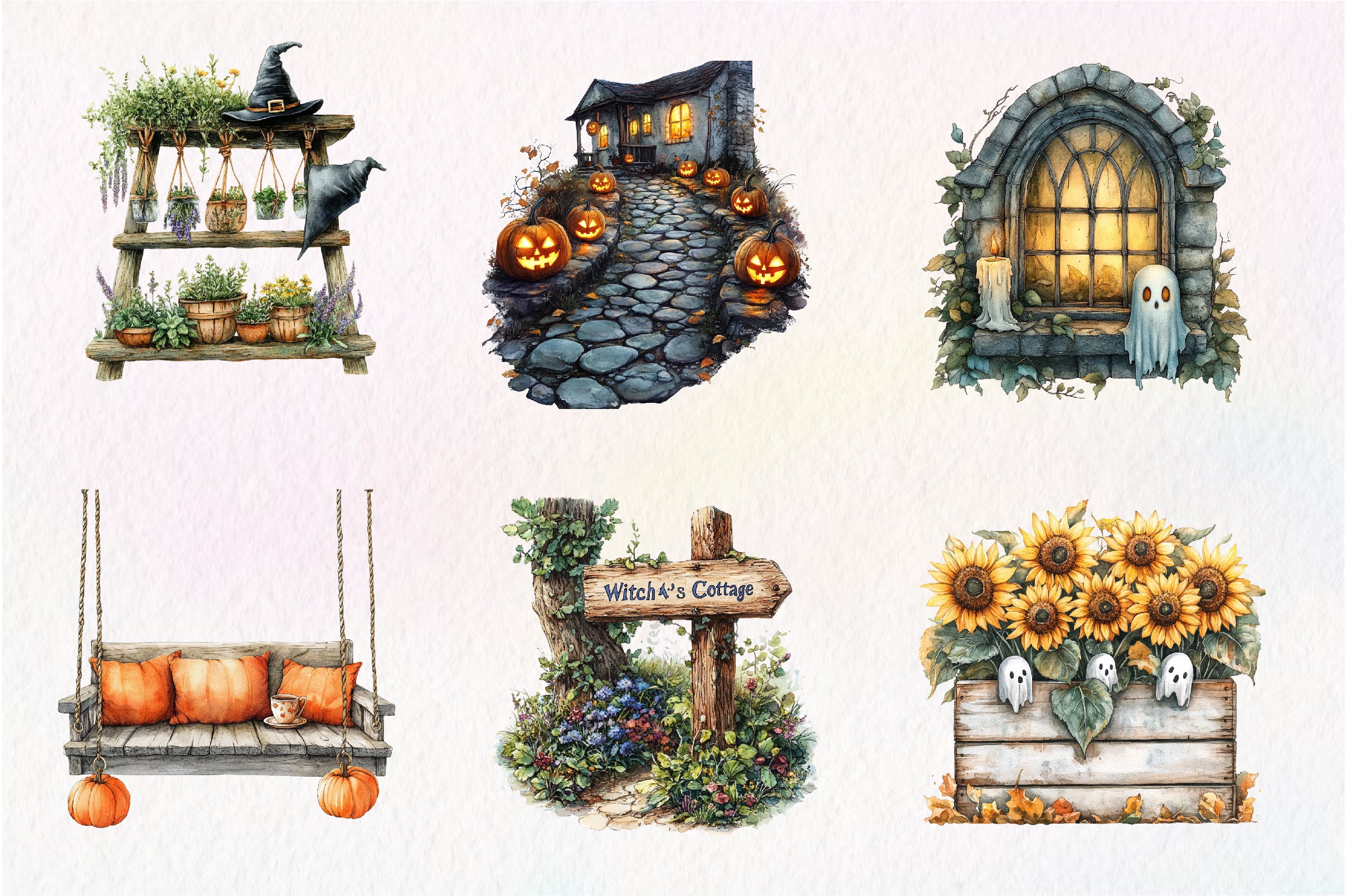 Cute Halloween Cottage Clipart Bundle - CraftNest - Digital Crafting and Art