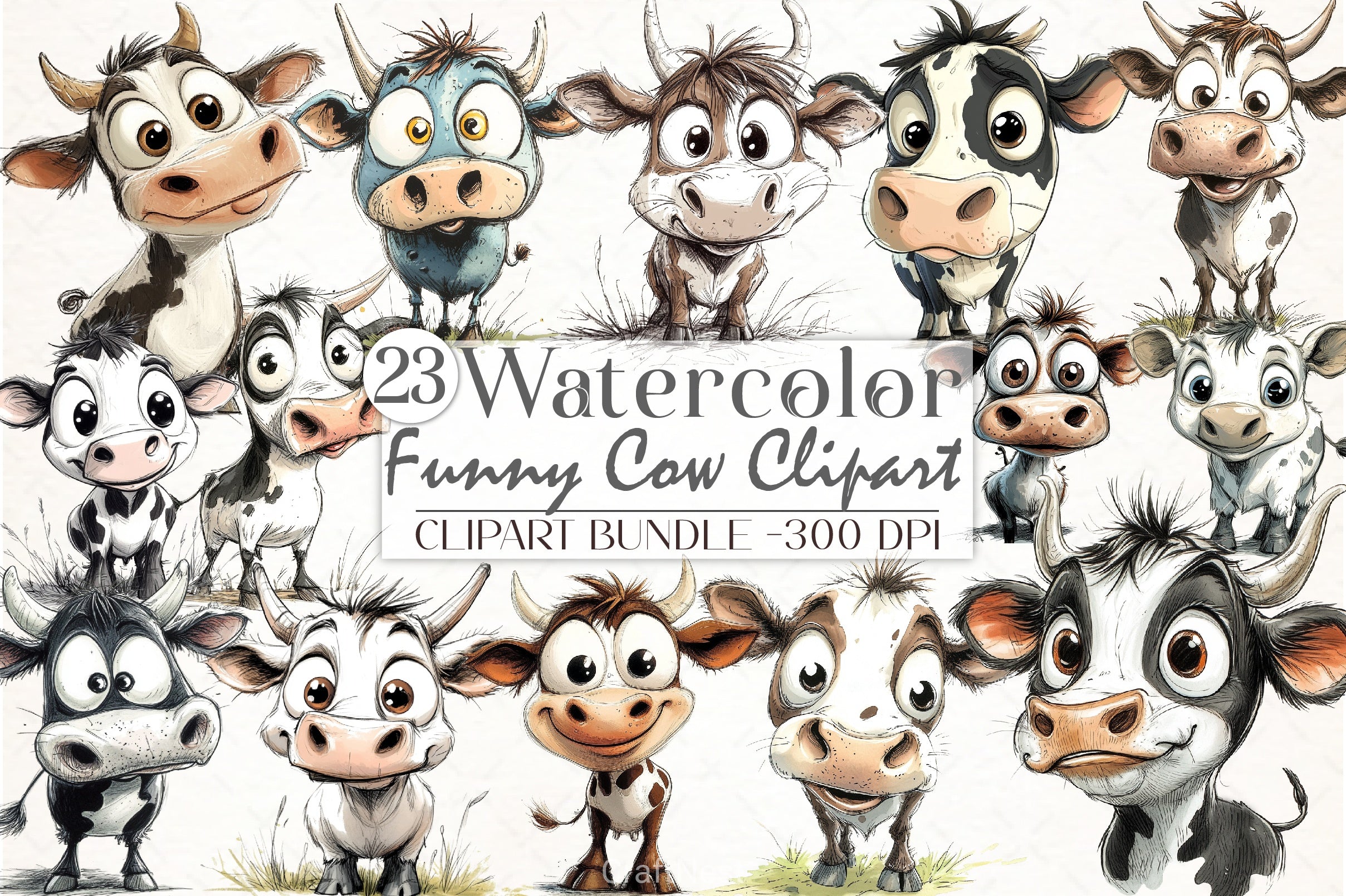 Funny Cow Clipart Bundle 3 - CraftNest - Digital Crafting and Art