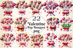 Valentine Cake Pop Bouquet Clipart Bundle - CraftNest - Digital Crafting and Art