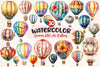 Summer Whimsical Hot Air Balloons Clipart Bundle