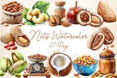 Nuts Clipart Bundle 2 - CraftNest - Digital Crafting and Art