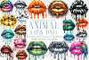 Animal Print Dripping Lips Clipart Bundle