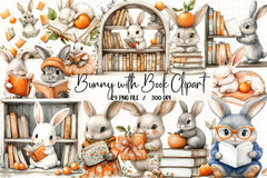 Bunny With Book Clipart Bundle 2 - CraftNest - Digital Crafting and Art