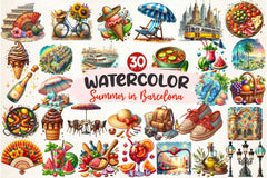 Summer In Barcelona Clipart Bundle - CraftNest - Digital Crafting and Art