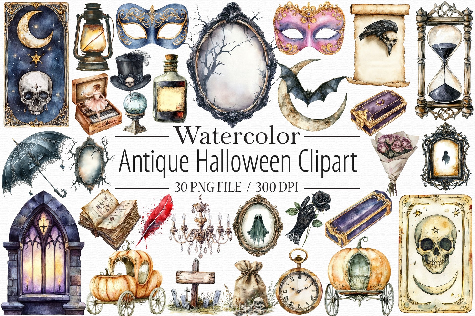 Antique Halloween Clipart Bundle 1 - CraftNest - Digital Crafting and Art