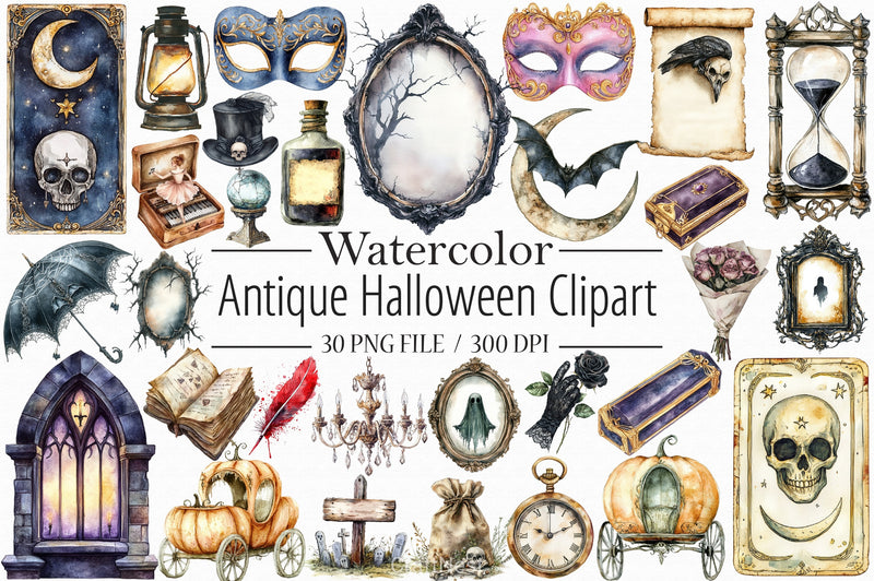 Antique Halloween Clipart Bundle 1 - CraftNest - Digital Crafting and Art