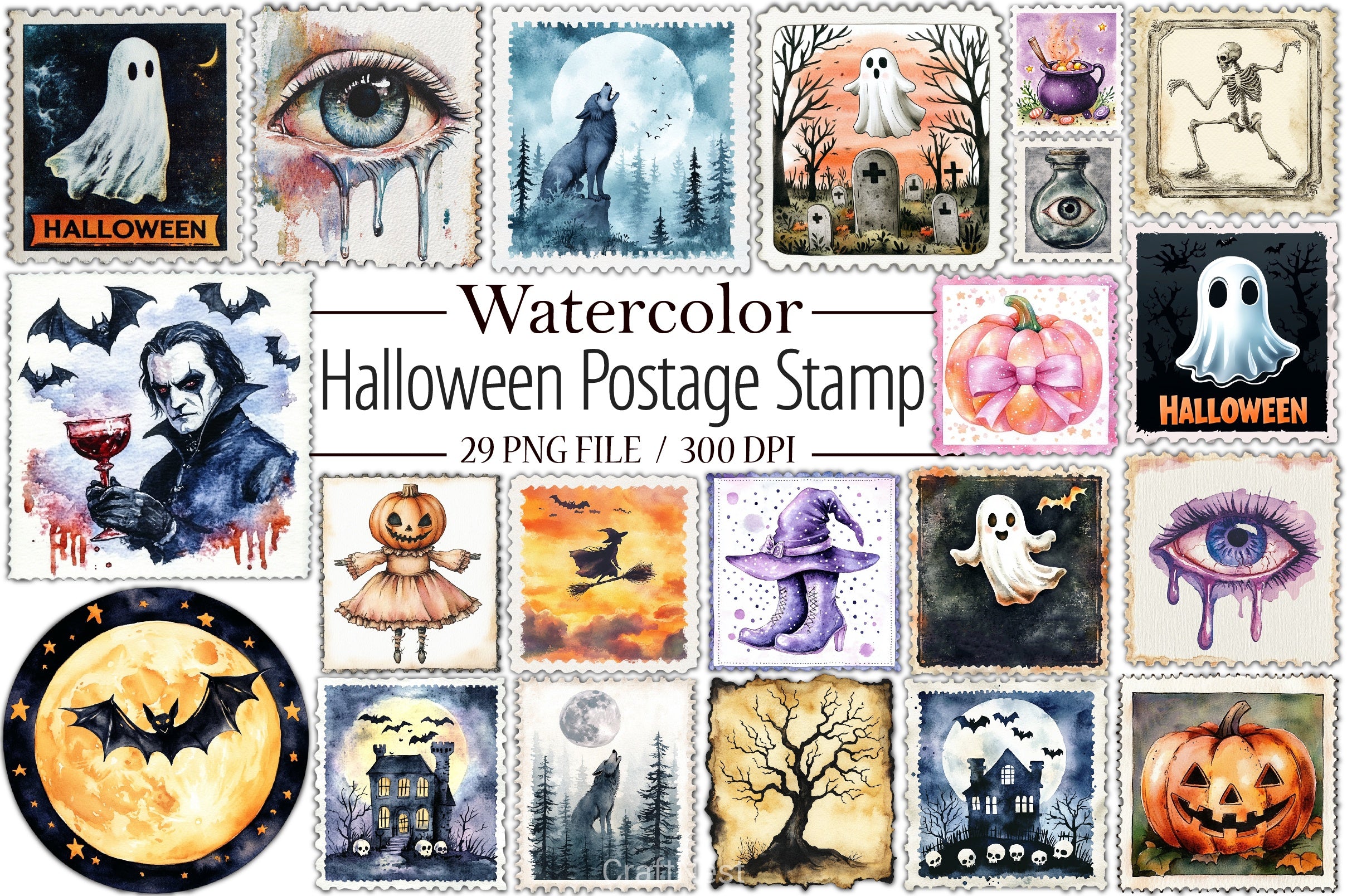 Halloween Stamp Clipart Bundle 3 - CraftNest - Digital Crafting and Art