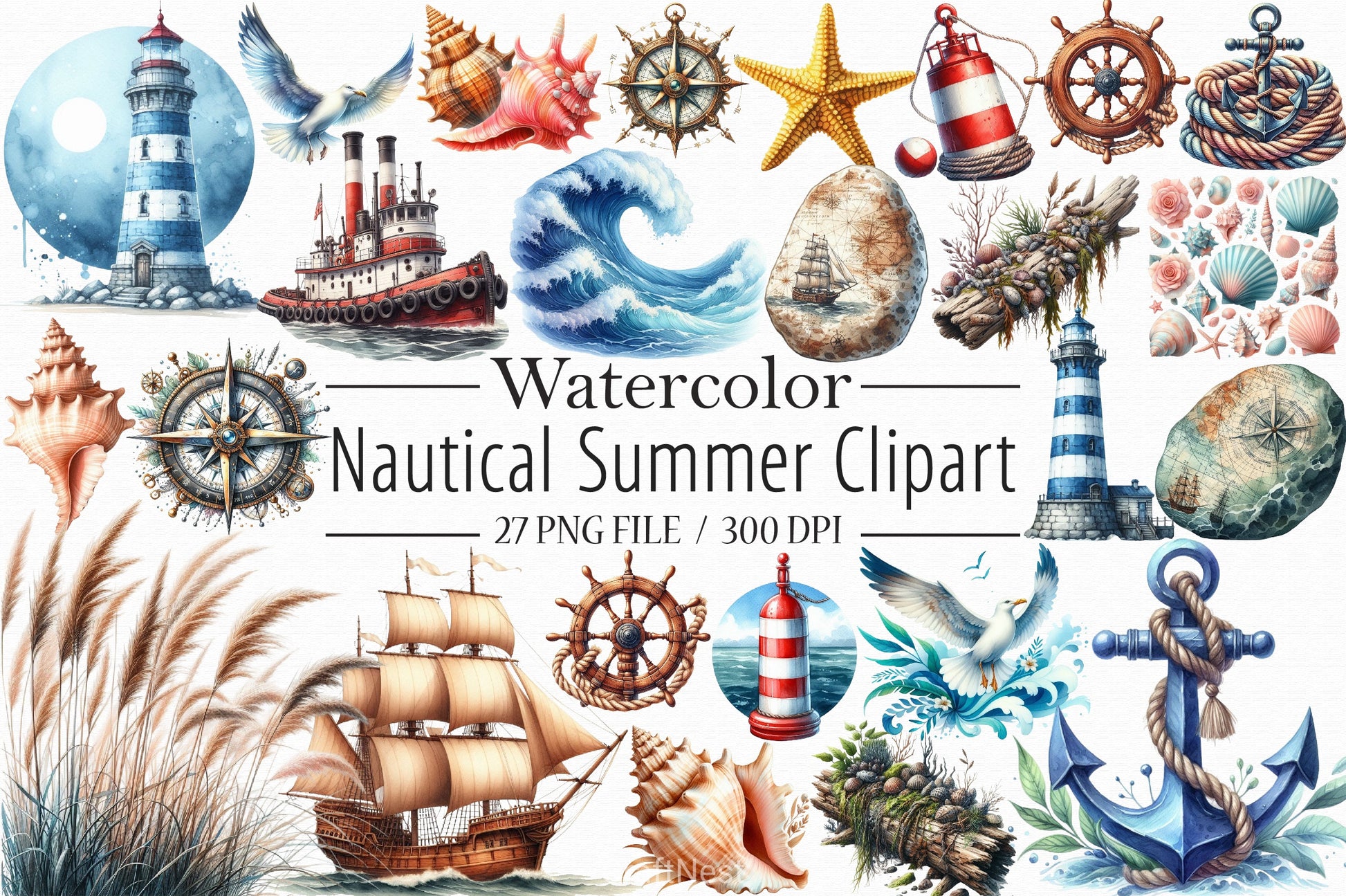Nautical Summer Clipart Bundle 2 - CraftNest - Digital Crafting and Art