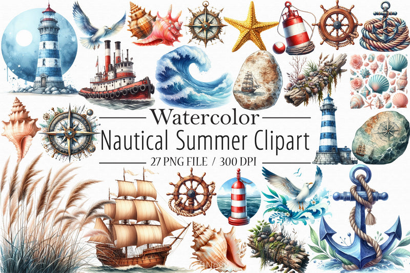 Nautical Summer Clipart Bundle 2 - CraftNest - Digital Crafting and Art