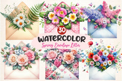 Spring Envelope Flower Letter Clipart Bundle 2 - CraftNest - Digital Crafting and Art