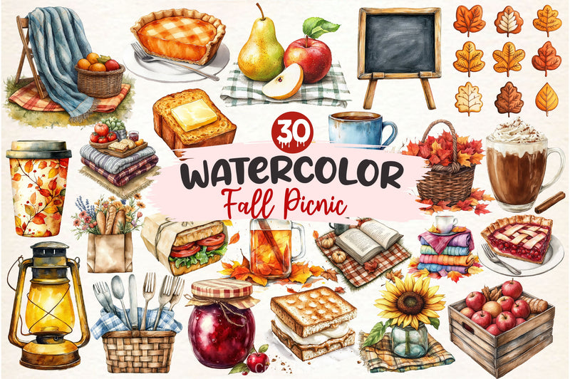 Fall Picnic Clipart Bundle 2 - CraftNest - Digital Crafting and Art