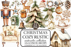 Cozy Rustic Christmas Clipart Bundle - CraftNest - Digital Crafting and Art