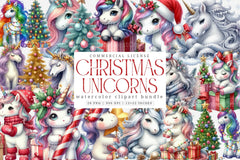 Christmas Unicorns Festive Clipart Bundle - CraftNest - Digital Crafting and Art