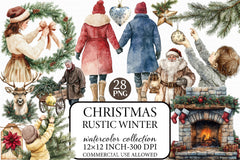 Rustic Winter Christmas Clipart Bundle - CraftNest - Digital Crafting and Art