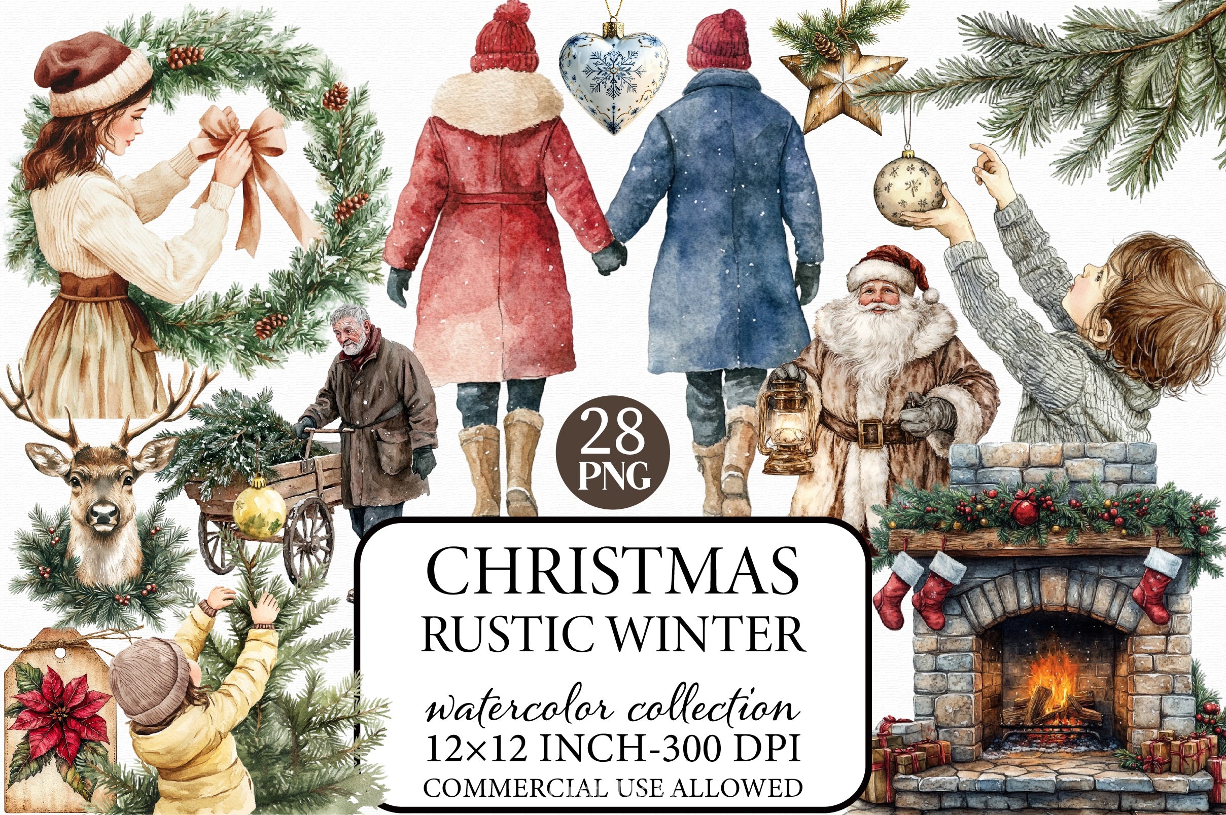 Rustic Winter Christmas Clipart Bundle - CraftNest - Digital Crafting and Art