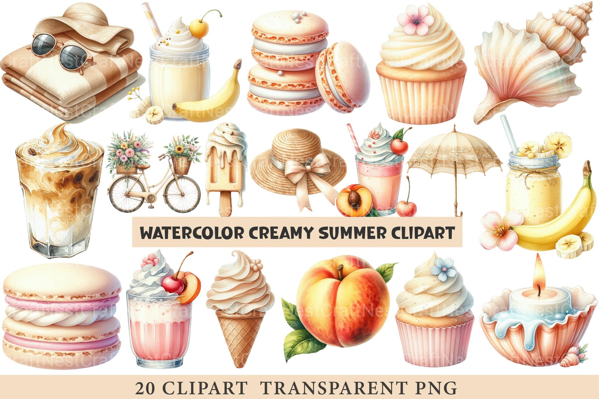 Creamy Summer Clipart - CraftNest - Digital Crafting and Art