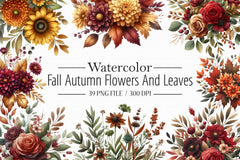 Fall Floral Clipart Bundle - CraftNest - Digital Crafting and Art