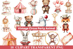 Vintage Circus Party Animals Clipart - CraftNest - Digital Crafting and Art