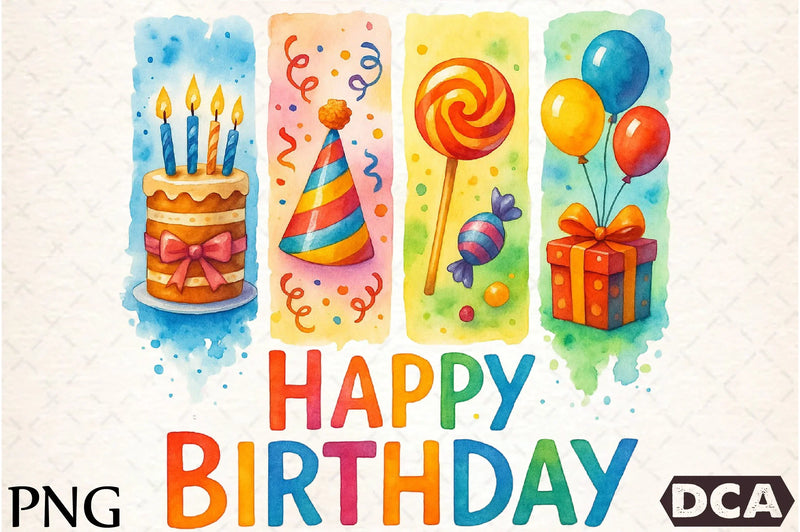Happy Birthday Brushstroke Design Clipart Bundle - CraftNest - Digital Crafting and Art