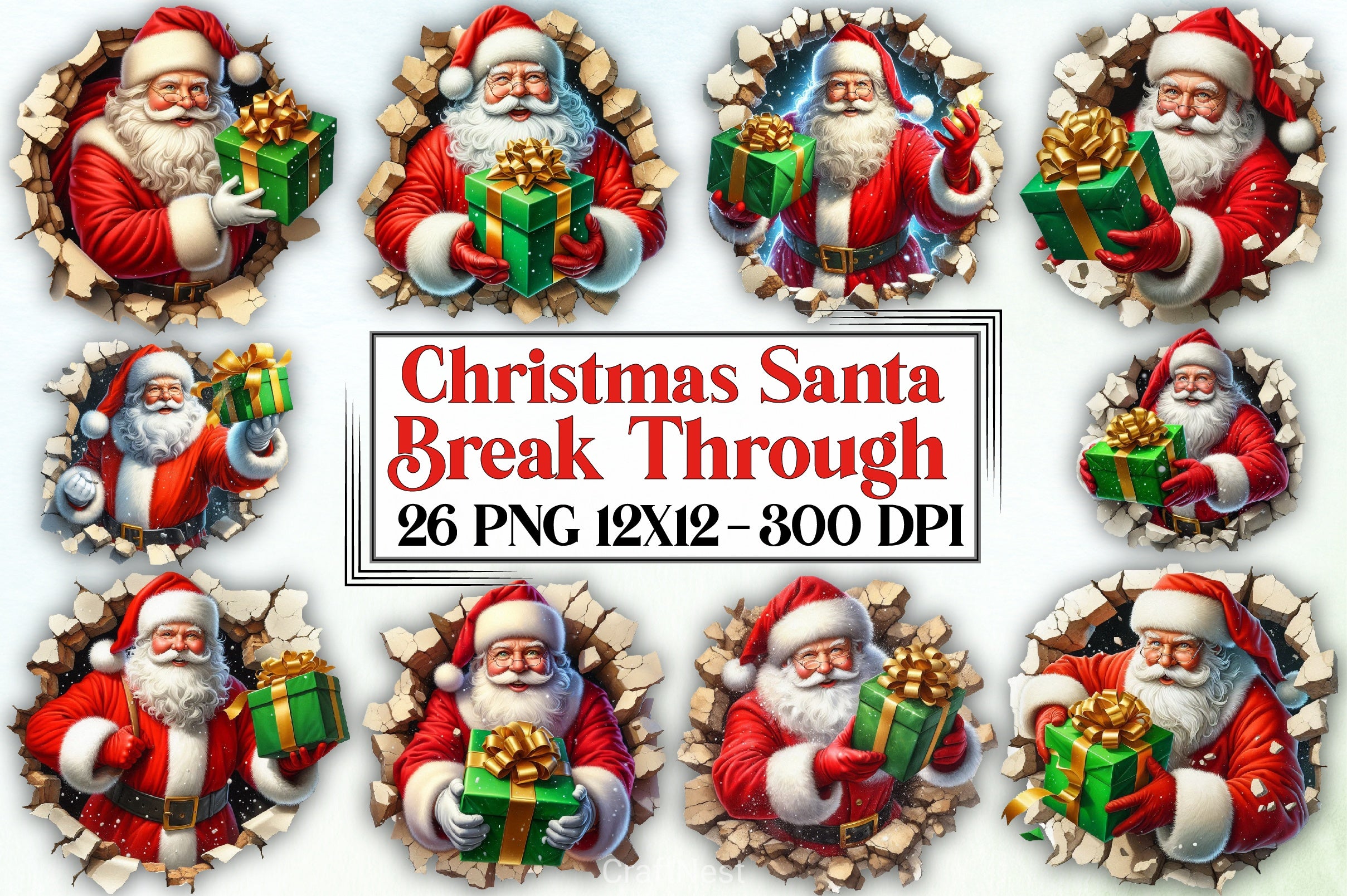 Christmas Santa Clipart Bundle 4 - CraftNest - Digital Crafting and Art