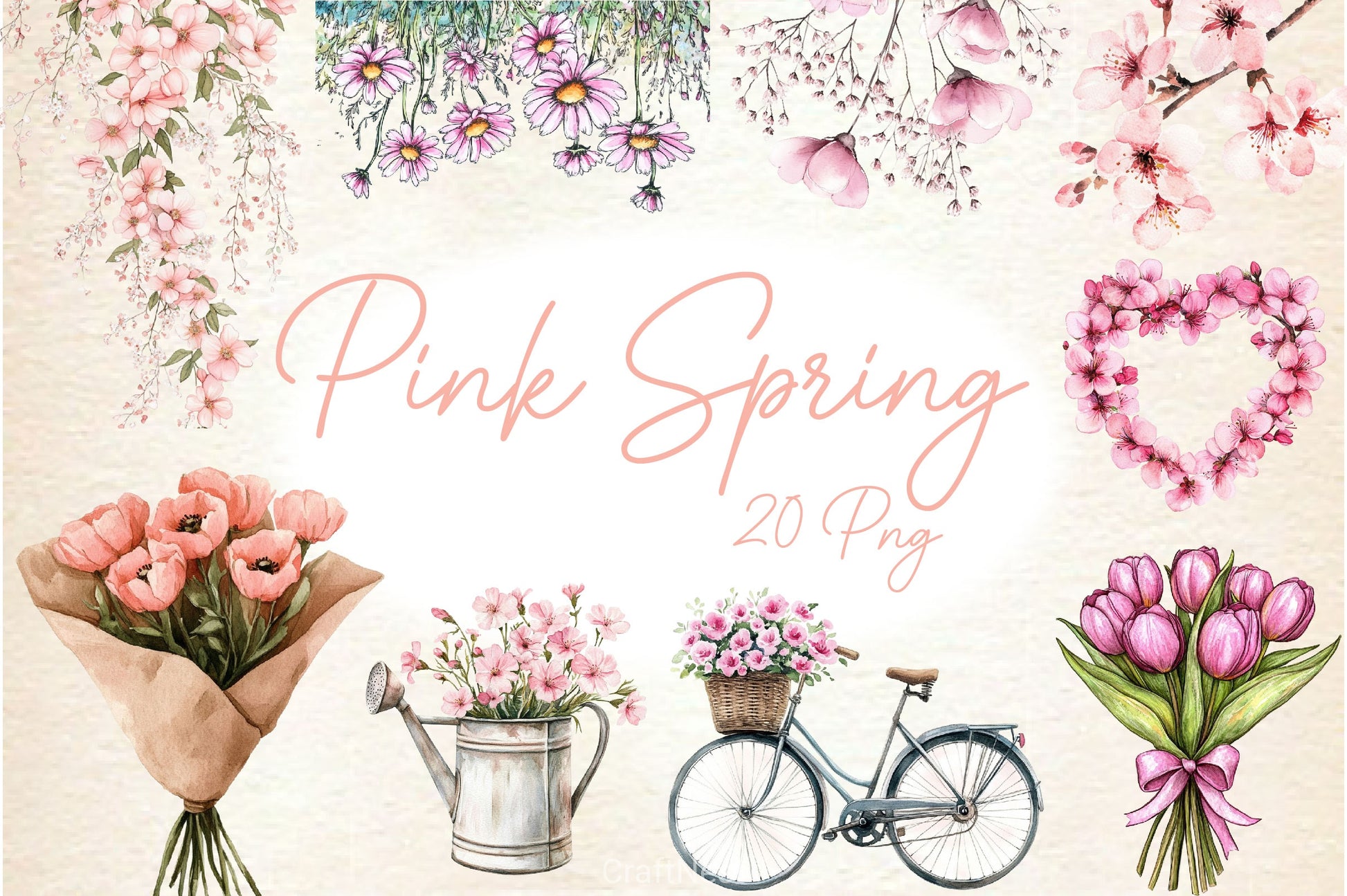 Pink Spring Clipart Bundle 3 - CraftNest - Digital Crafting and Art
