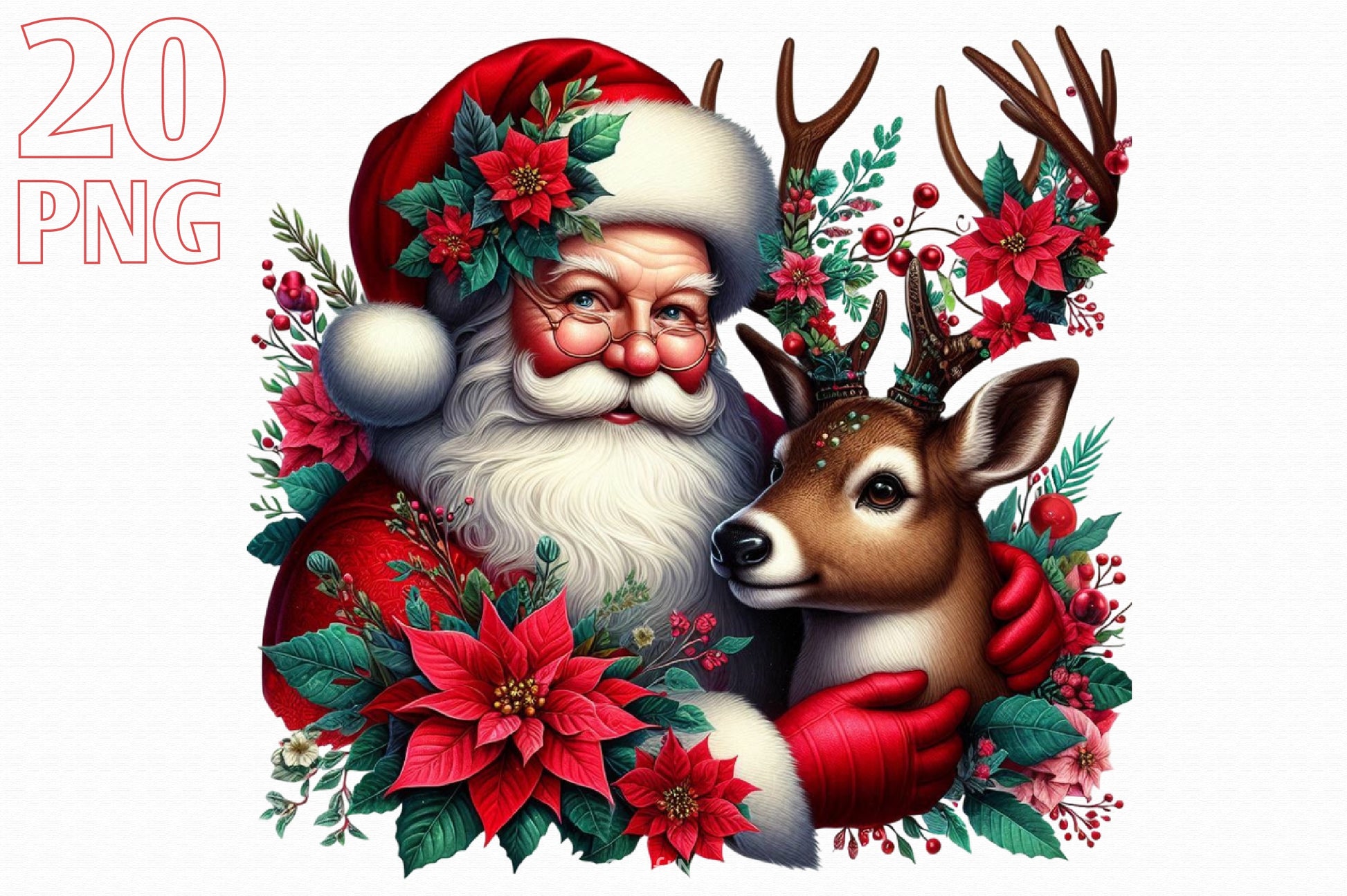 Santa Claus & Reindeer Clipart Bundle - CraftNest - Digital Crafting and Art